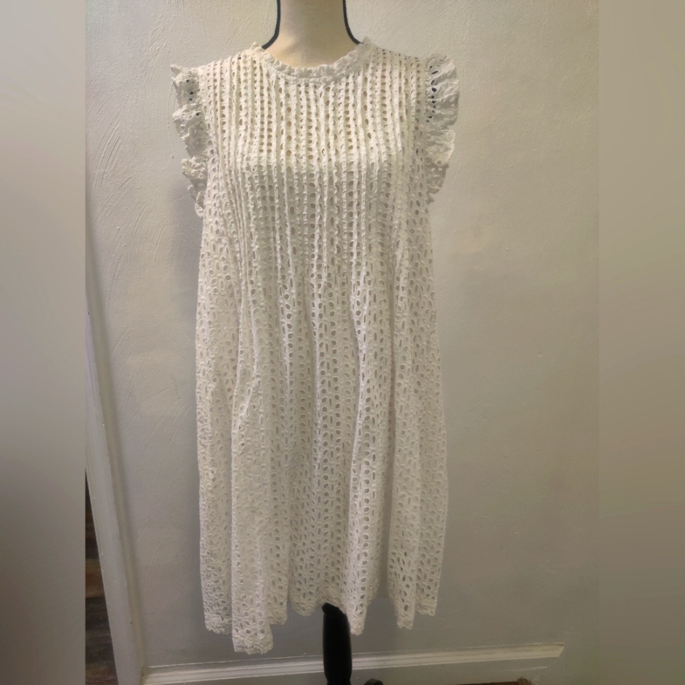 Madewell white eyelet dress-large